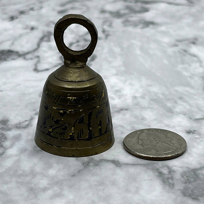 Vintage Etched Brass Bell of Sarna 2" India SA2