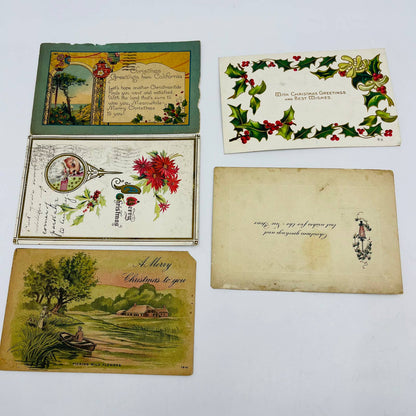 Antique 1900-30 Huge 22pc Christmas Post Card Lot Embossed Gilt Dresden TD1-3