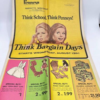 1969 Penney’s Back to School Bargain Days Sale Weekly Ad Marinette WI TF9