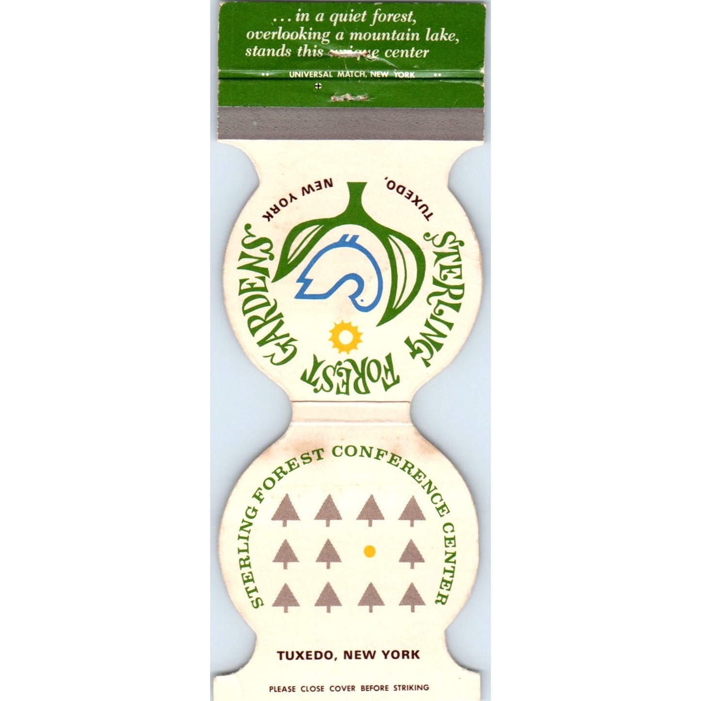 Sparkling Forest Gardens Tuxedo NY Die Cut Advertising Matchbook Cover SA6-M4