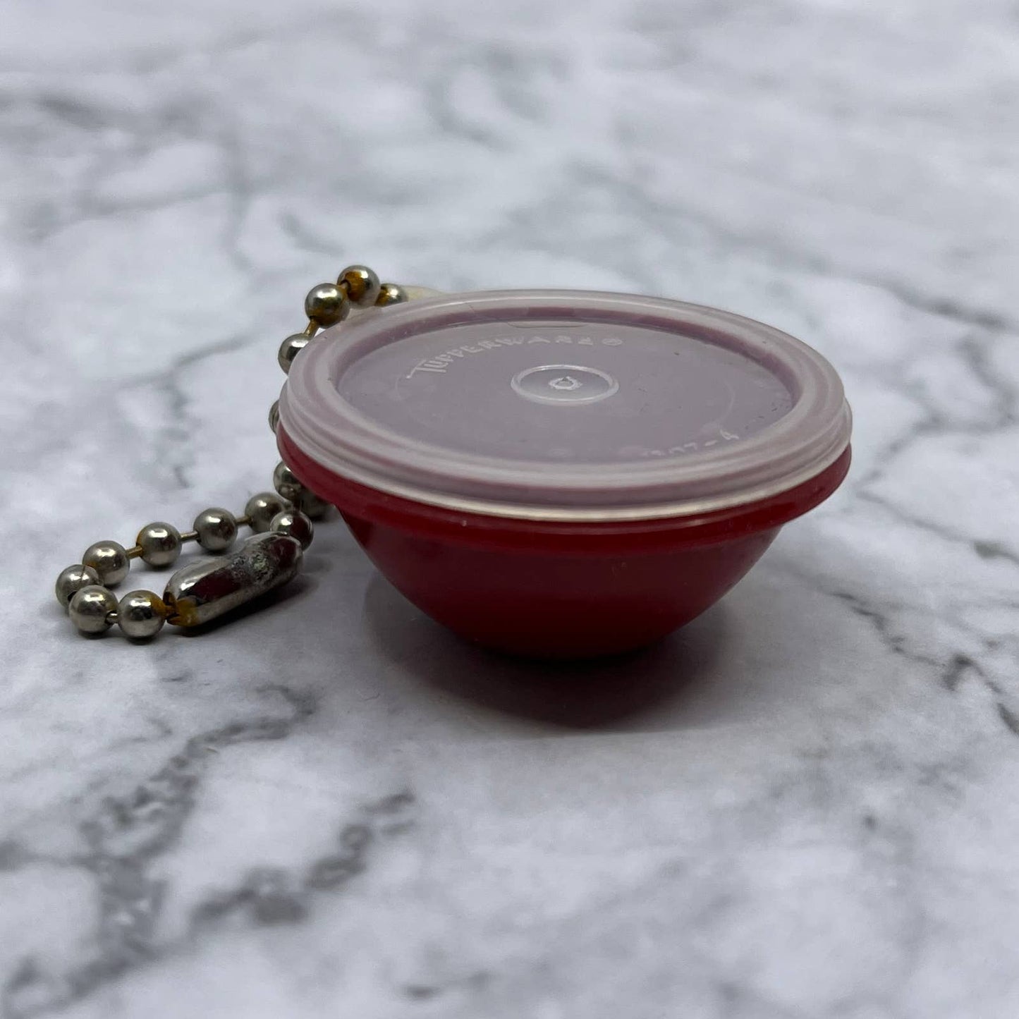 Vintage Tupperware Mini Bowl Keychain 1307-4 RED 1 1/2” SE7