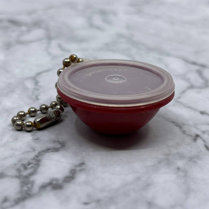 Vintage Tupperware Mini Bowl Keychain 1307-4 RED 1 1/2” SE7