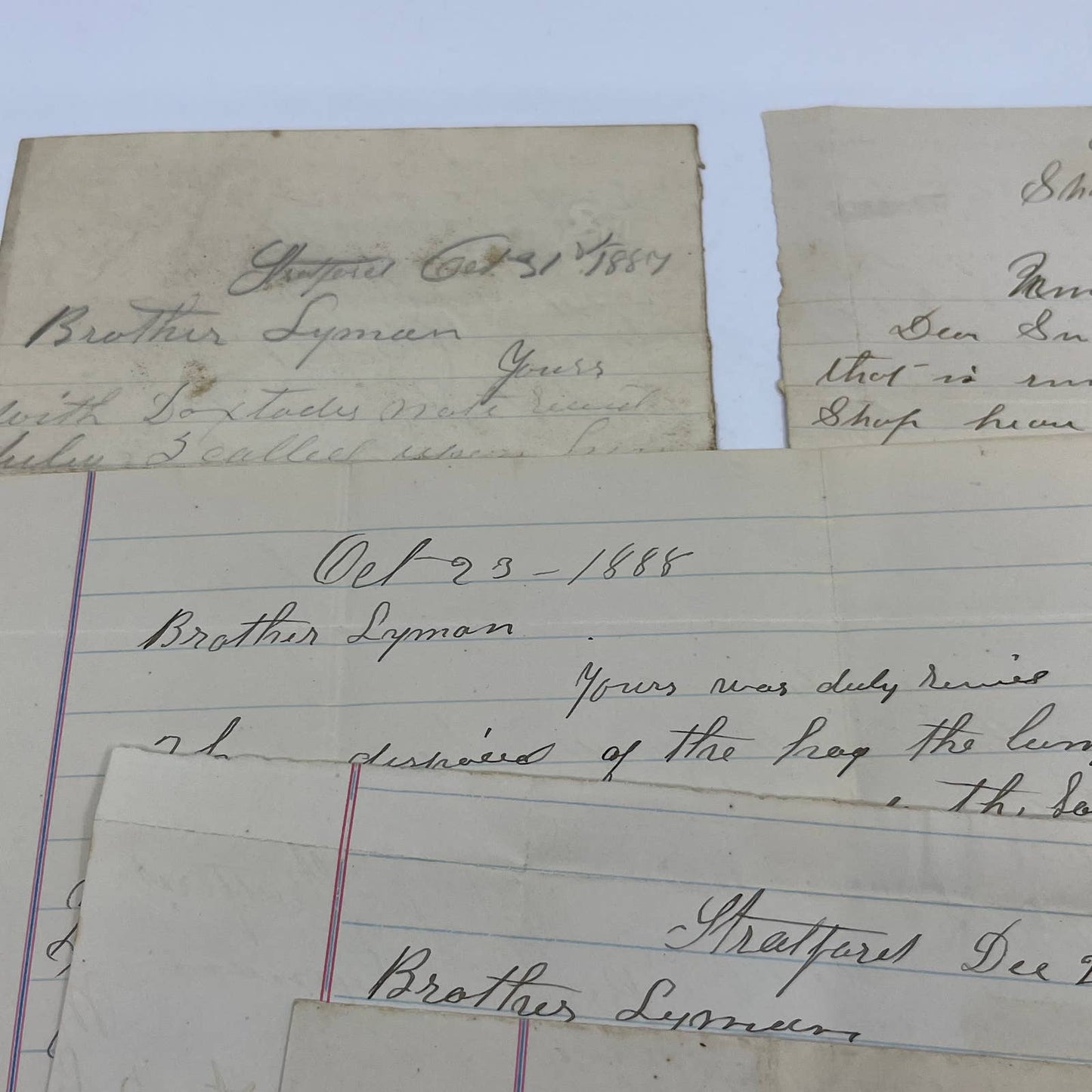 1887-89 Antique Set of 6 Handwritten Letters To Brother Lyman Stratford NJ AC9