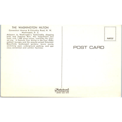 The Washington Hilton Hotel Washington D.C. Original Postcard P1-16