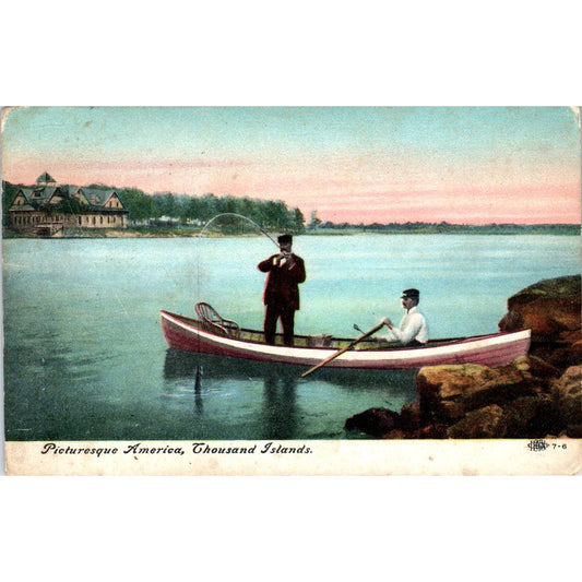 Fishing on Thousand Islands 1910 Original Postcard PB1