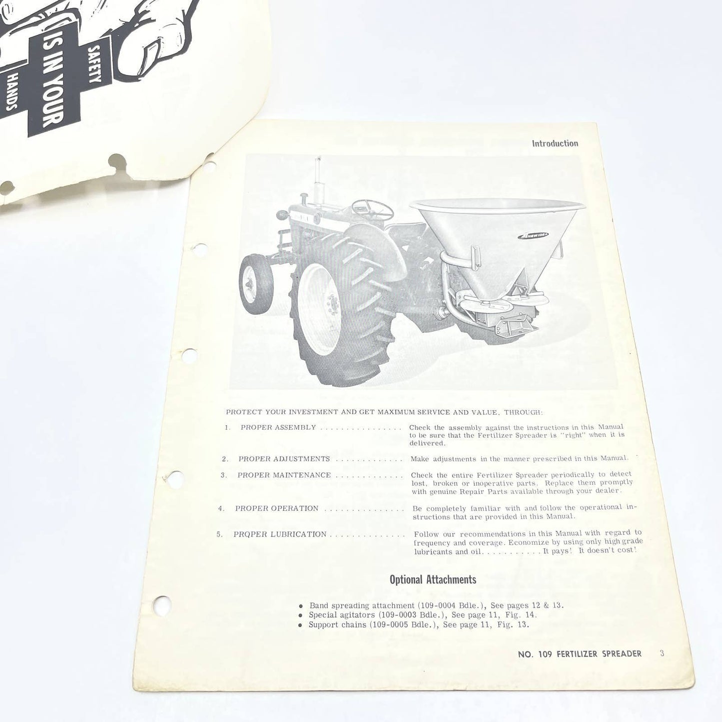 Original New Idea Manual FS-113 No. 109 3 Point Hitch Spinner Fertilizer TB9