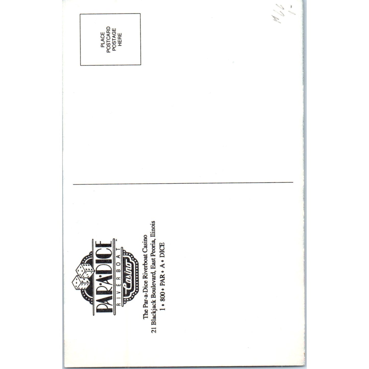 Pair-A-Dice Riverboat Casino East Peoria Illinois Original Postcard P2-4