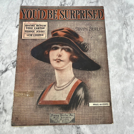 You'd Be Surprised Irving Berlin Eddie Cantor 1919 Sheet Music TK2-SM4