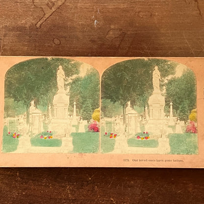 Cemetery Scene B.W. Kilburn 1889 Tinted Antique Stereoview Card TJ9-V4