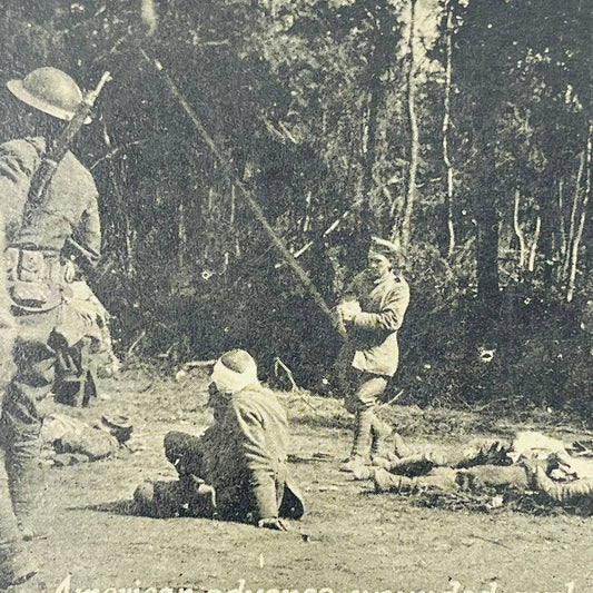 c1918 Postcard WWI Army Troops Wounded & Dying Germans Belleau Wood France PA9