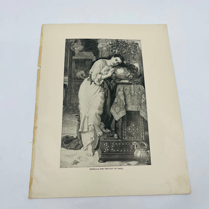 1880s Victorian Art Print Engraving Keats ISABELLA AND THE POT OF BASIL