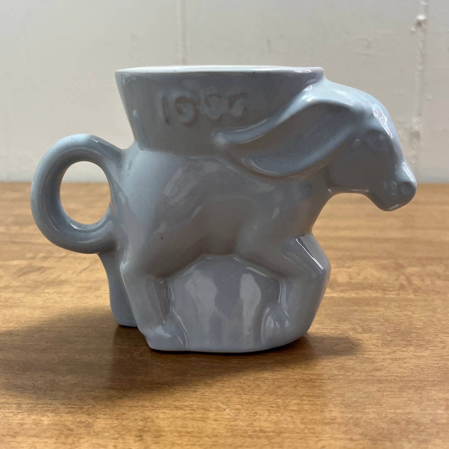 Vintage 1986 Frankoma Democrat DNC Elephant Political Mug Blue Glaze Dukakis TG7