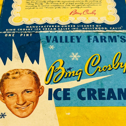 1950s Bing Crosby Valley Farm's Ice Cream Box 1 Pint Advertising C12