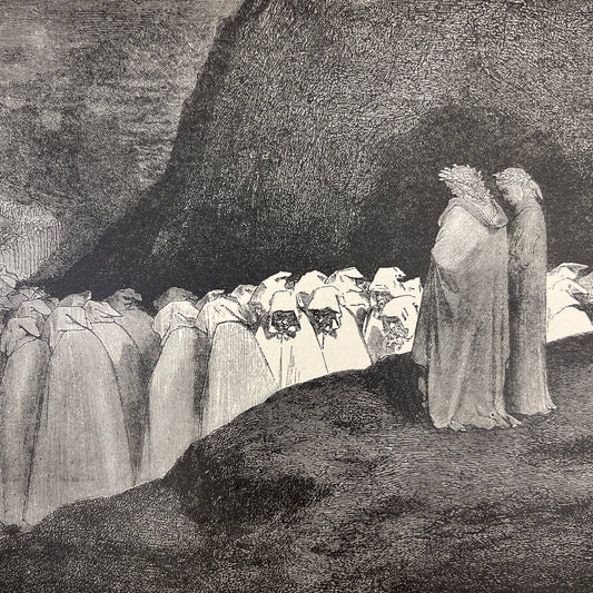 1880s Gustave Dore Engraving Dante The college of the mourning hypocrites FL4