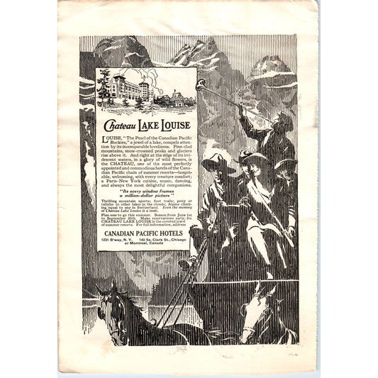 c1920 Harper's Magazine Ad - Chateau Lake Louise Canadian Pacific Hotels EA3