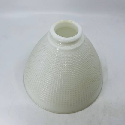 Vtg Corning MCM White Milk Glass Waffle Lamp Shade Torchiere Diffuser Swag TC7-S