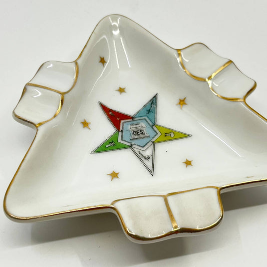 Vtg Order Eastern Star OES Lefton Trinket Dish Ashtray Masonic Souvenir 4” TF5