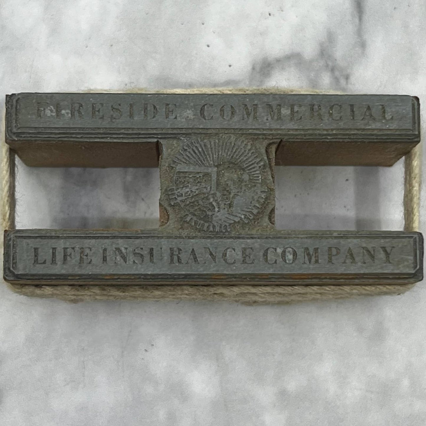 Vintage Letterpress Printers Block Plate Fireside Commercial Life Insurance TJ55
