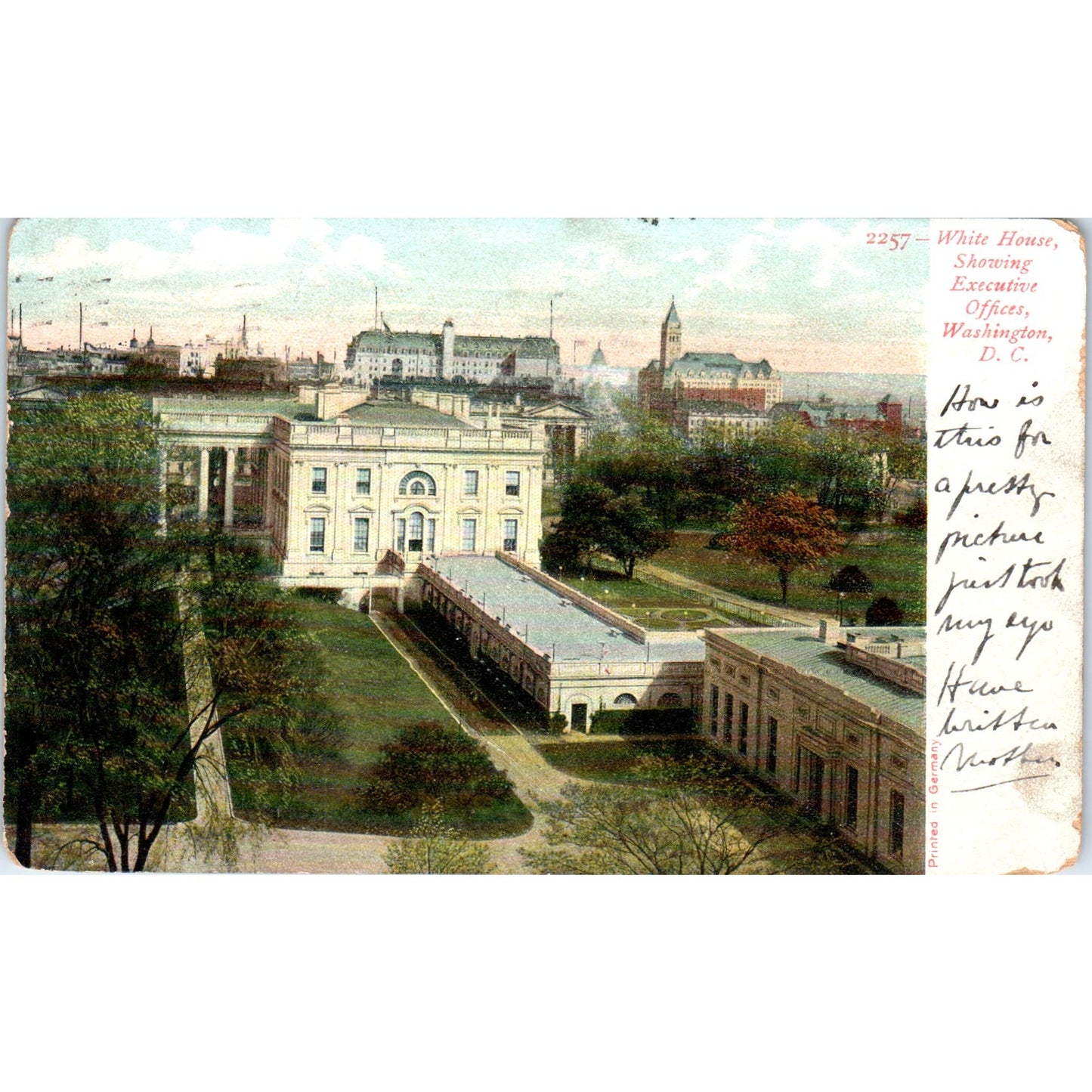 White House Executive Offices 1907 Washington D.C. Original Postcard P1-16