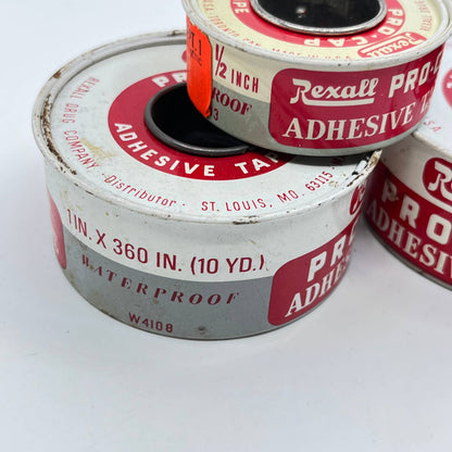Vintage Set of 3 Rexall Pro-Cap Adhesive Tape Tins TF3