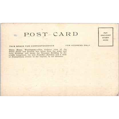 White House, Washington DC c1910 Original Postcard TK1-24