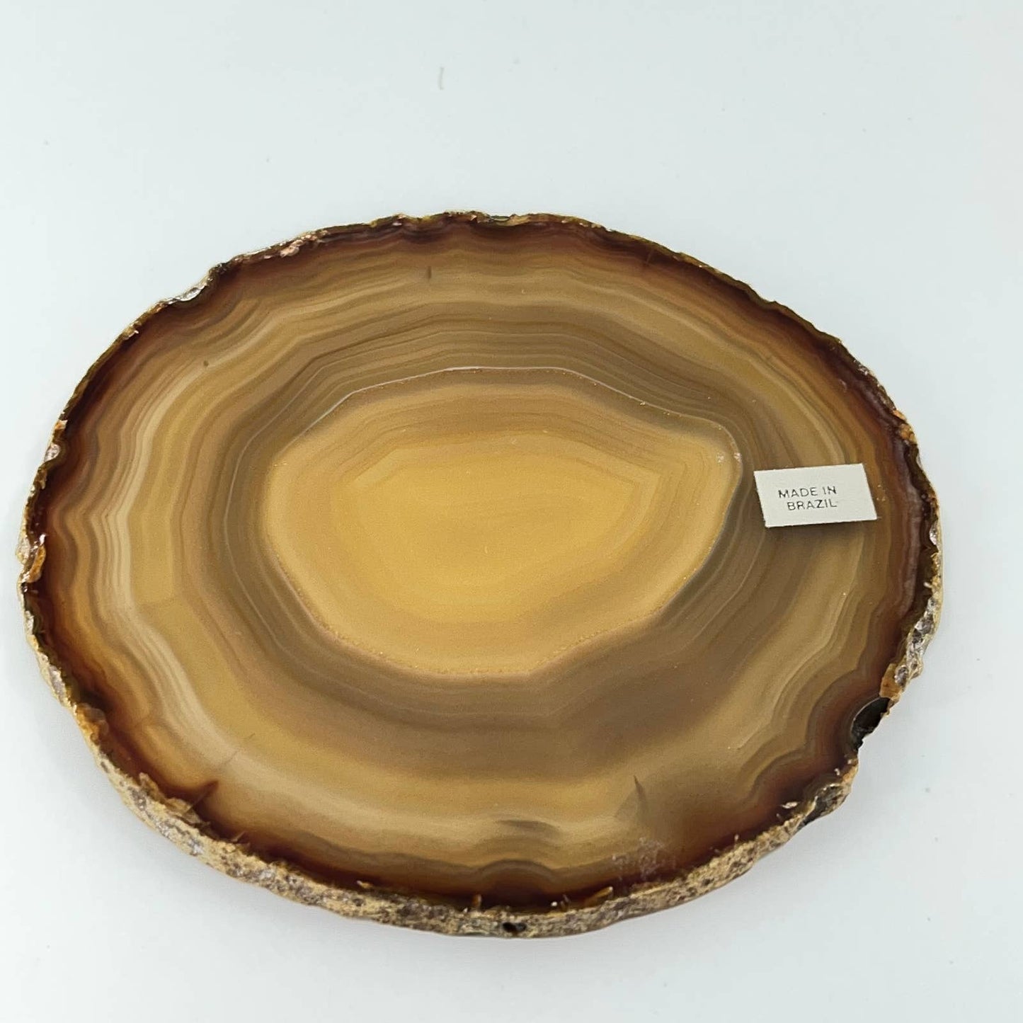 Vintage Brown Geode Slice Polished 4” Made in Brazil SD1