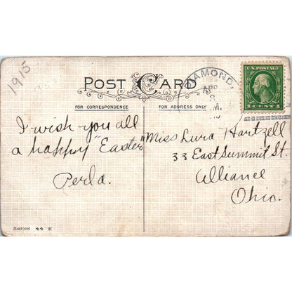 Little Ladies Face in Flower Rose Lily 1915 Original Postcard TK1-27