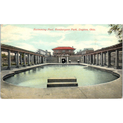 c1910 Postcard Swimming Pool Rombergers Park Dayton Ohio TD9