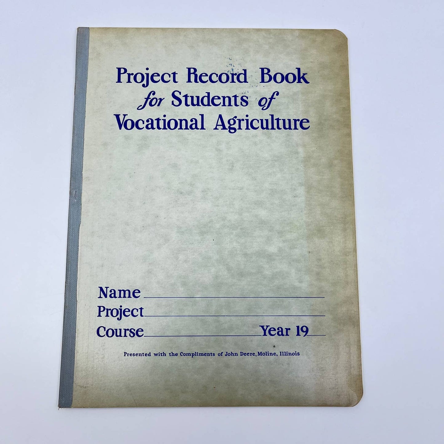 1940 Project Record Book for Agriculture Students John Deere Moline IA TF7-2