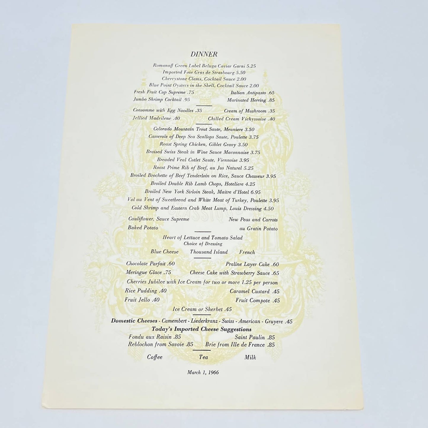 1966 Fine Dining Restaurant Menu FL3