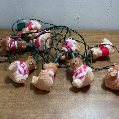 Vintage Santa’s World 10 TEDDY BEAR Christmas Lights String in Box WORKING TA6