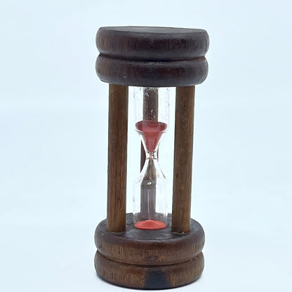 Vintage Wooden Sand Clock 3 Minute Timer Hourglass Glass With Pink Sand TA9