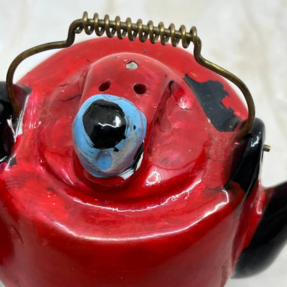 Vtg Thames Japan Santa Teapot Salt & Pepper Shakers Silver Redware TJ1