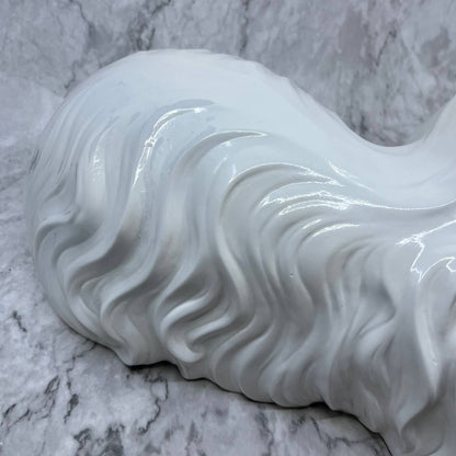 Vintage Alberta's Molds Lifesize Ceramic White Blue Eyes Fluffy Persian Cat 9x17