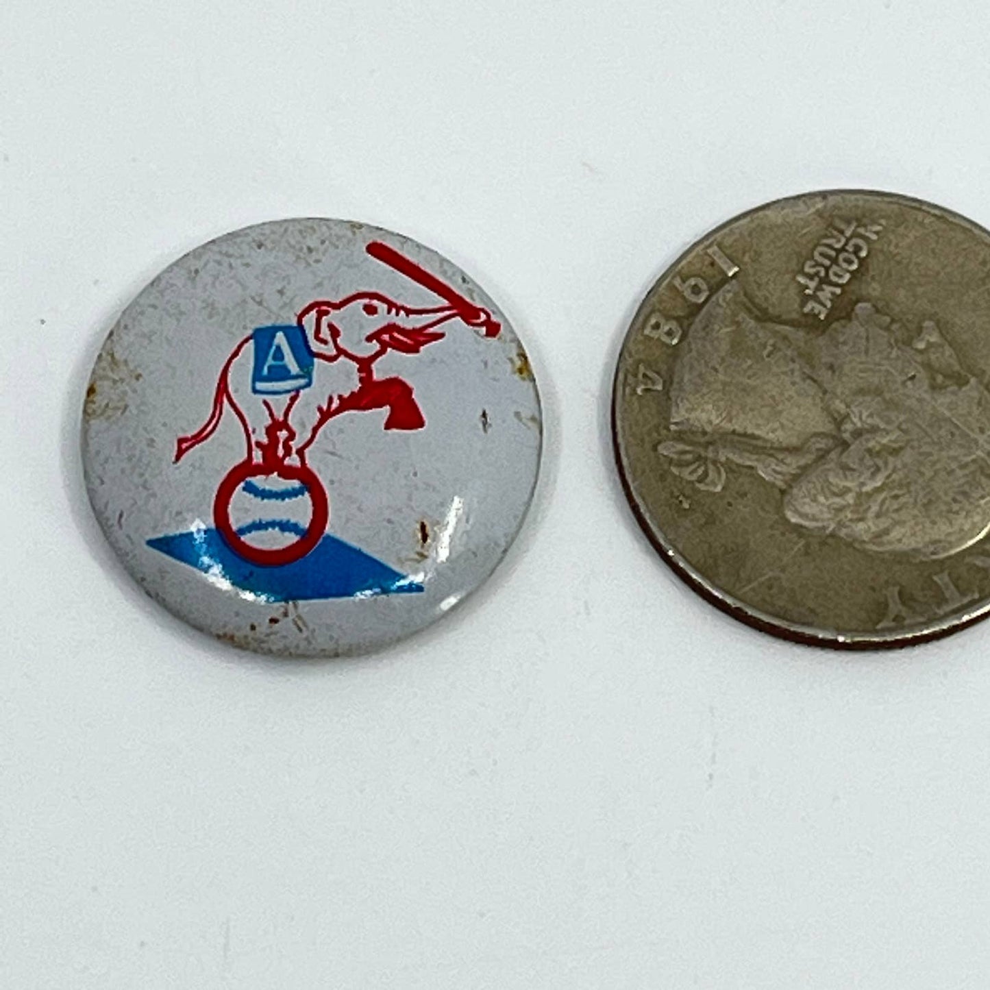 1960s Oakland Athletics Elephant Logo Baseball Pinback Button SC8