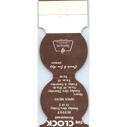The Clock Buffet El Paso Texas Die Cut Advertising Matchbook Cover SA6-M3