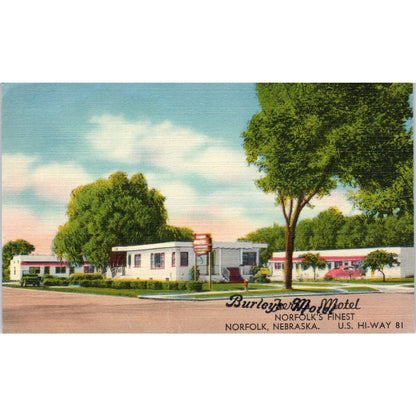 Burley's Motel Norfolk Nebraska - Original Postcard TJ7-RP2