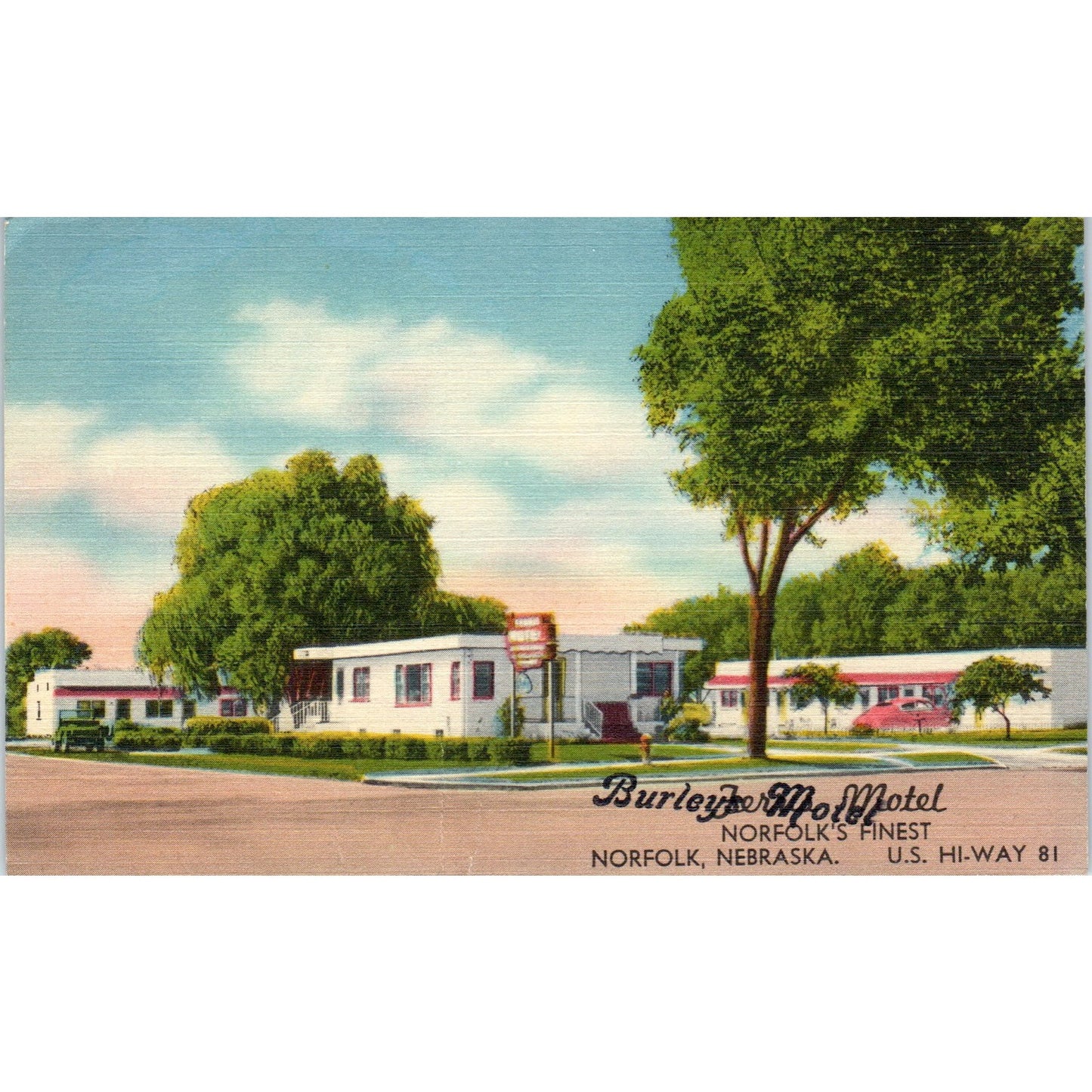 Burley's Motel Norfolk Nebraska - Original Postcard P3-4