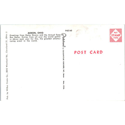 Annual Soap Box Derby Akron Ohio Original Postcard TK1-P14