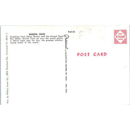 Annual Soap Box Derby Akron Ohio Original Postcard P2-12