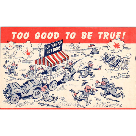 WW2 Too Good To Be True! Army Life No.108 Hager-Overback Comic Postcard TK1-26
