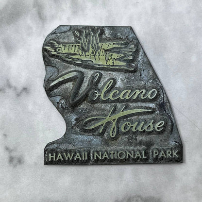 Vintage Printers Block Plate Volcano House Hawaii National Park SE827