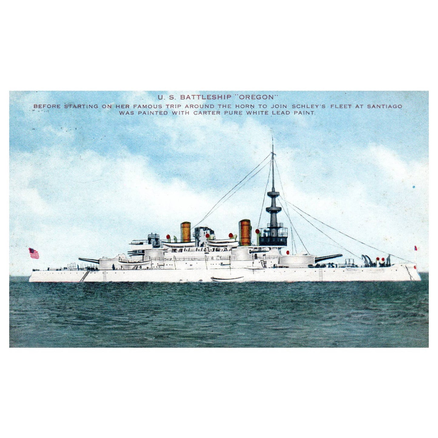 US Battleship Oregon 1912 - Original Postcard TJ8-5