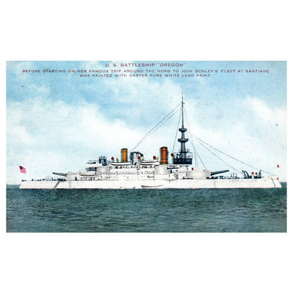US Battleship Oregon 1912 - Original Postcard TJ8-5