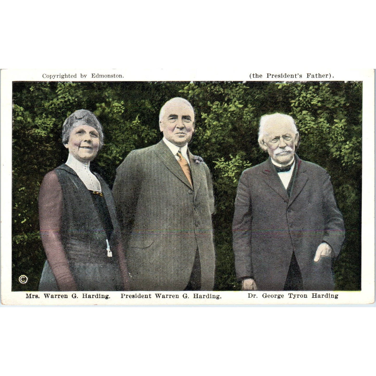 Warren G Harding With Wife and Father Original Postcard TK1-26