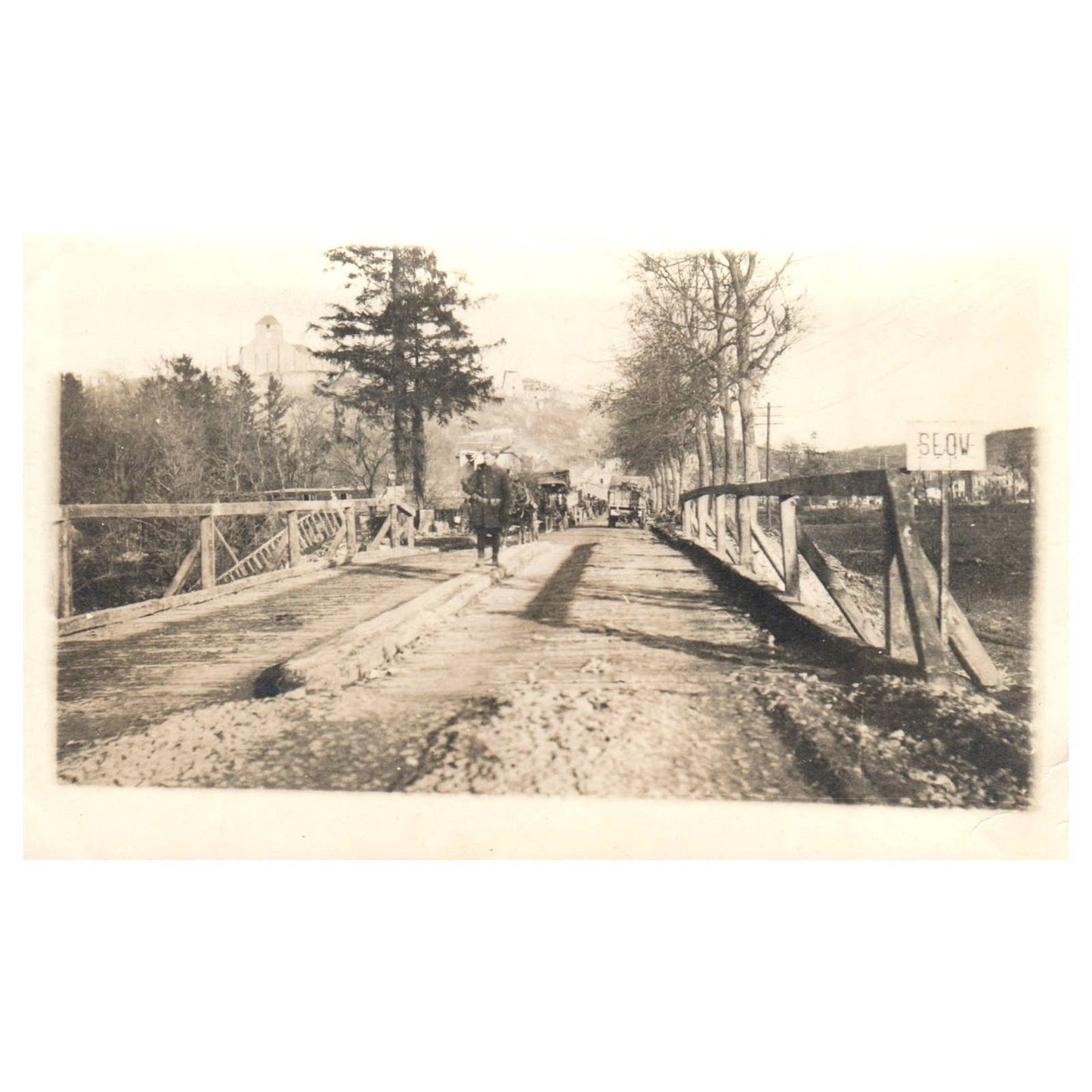 WWI Army Crossing a Bridge c1917 - Original Postcard RPPC TJ8-4