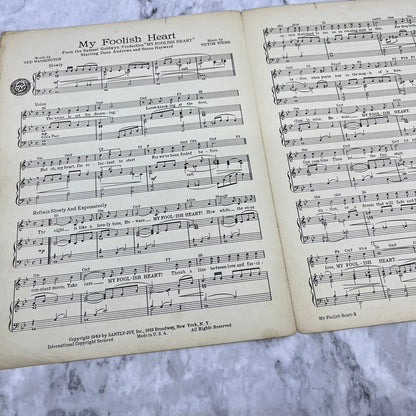 Vintage 1949 My Foolish Heart Sheet Music Hayward & Andrew Washington/Young V41-1