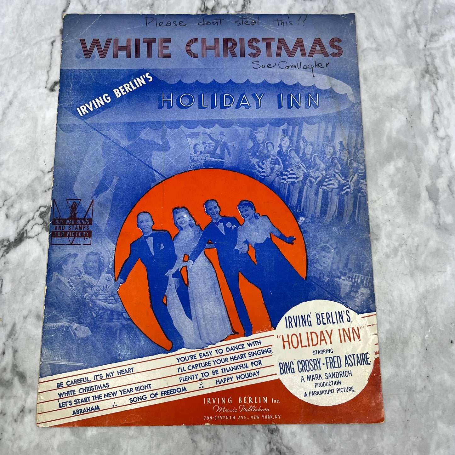 White Christmas Irving Berlin Bing Crosby Fred Astaire 1942 Sheet Music TK2-SM3