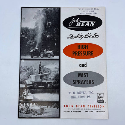 1957 John Bean High Pressure and Mist Sprayers Advertising Booklet Brochure TH7