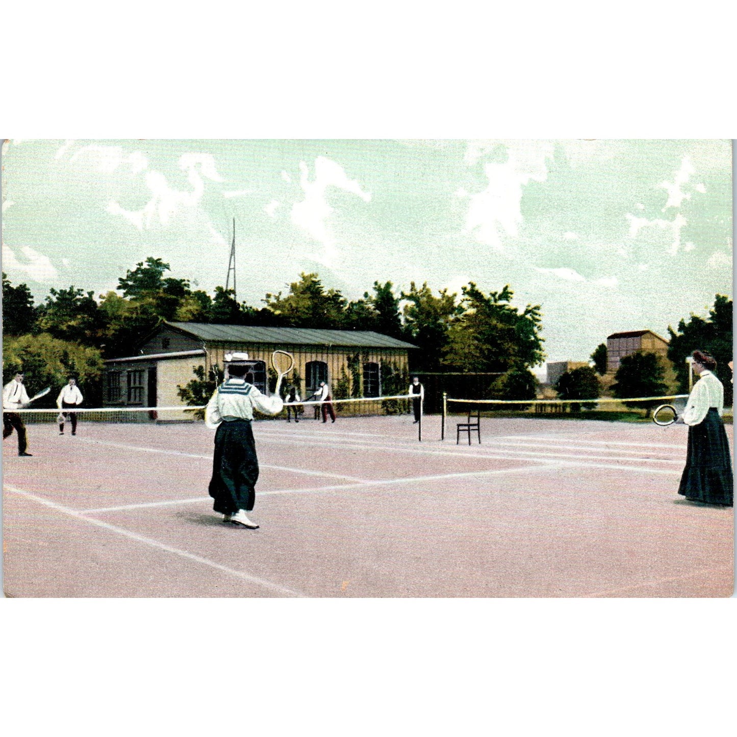 Victorian Tennis Match Original Postcard P2-9-5